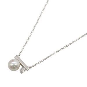Tasaki Petit Balance Class K18WG Akoya Pearl Diamond Necklace